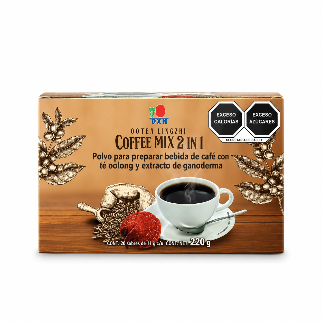 Ootea Lingzhi Coffee Mix 2 in 1(Polvo para preparar bebida de café con té Oolong y extracto de Ganoderma)